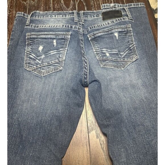 BKE Jake Straight Stretch Distressed Medium Washed Jeans Size 32x36 - Picture 11 of 16